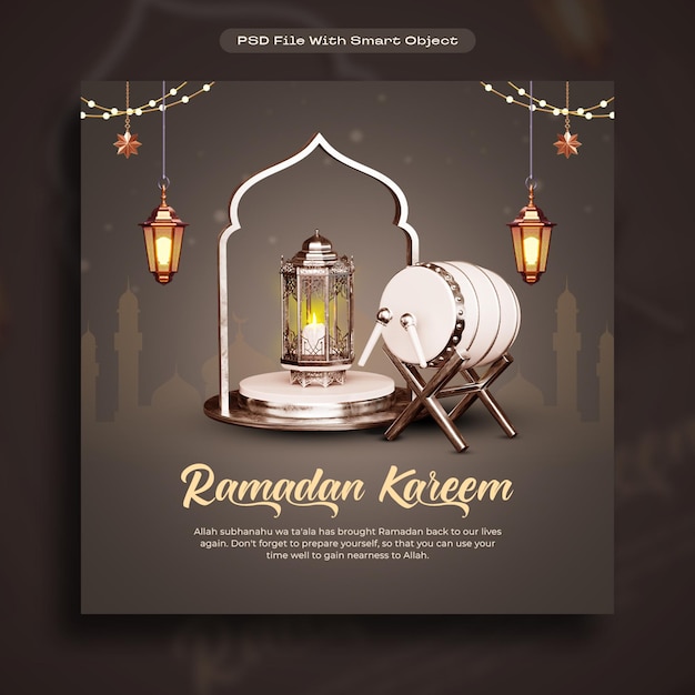 Kostenlose PSD ramadan kareem islamic festival social media post design vorlage