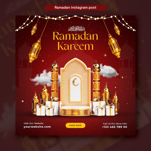 Kostenlose PSD ramadan kareem islamisches festival social-media-post-design-vorlage