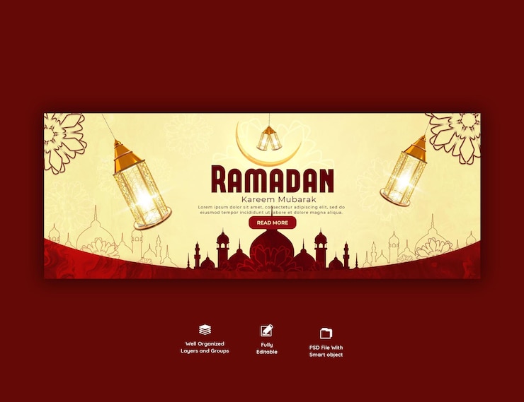 Kostenlose PSD ramadan kareem traditionelles islamisches festival religiöses facebook-cover