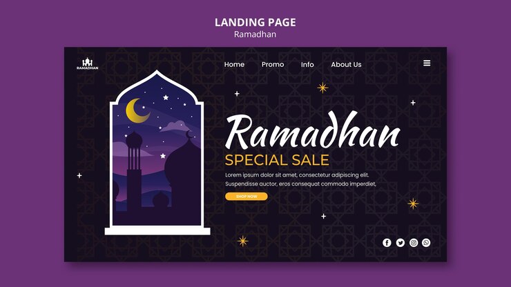 Kostenlose PSD ramadan landing page vorlage illustriert