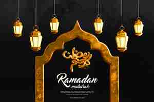 Kostenlose PSD ramadan mubarak 3d banner design vorlage