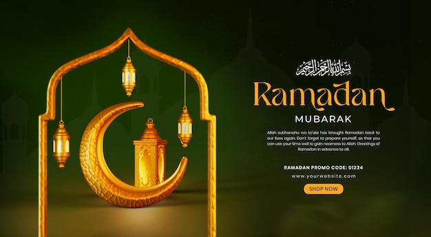 Kostenlose PSD ramadan mubarak 3d-social-media-banner-design-vorlage