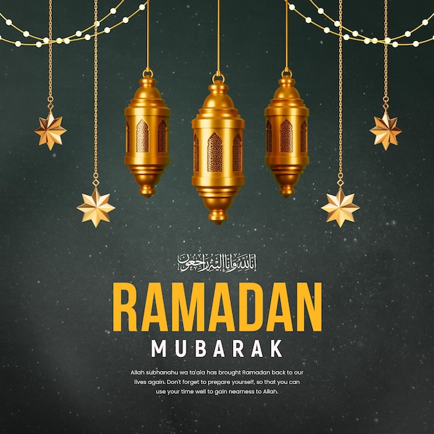 Ramadan mubarak 3d-social-media-post-design-vorlage