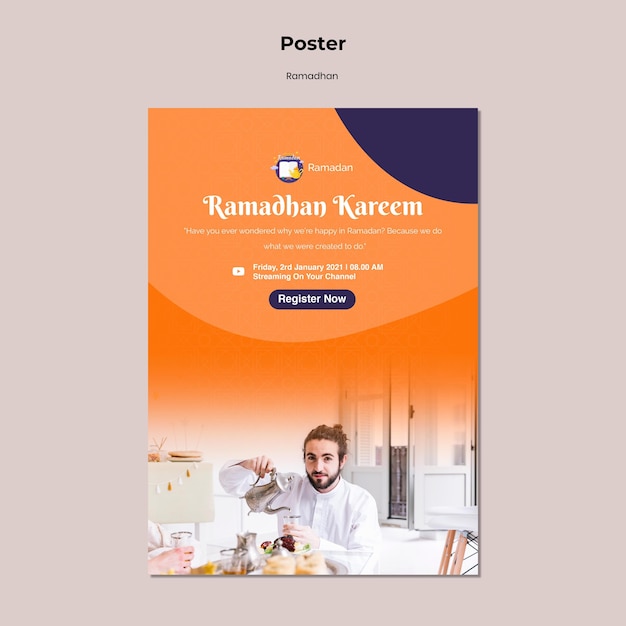 Kostenlose PSD ramadan-plakatschablone mit foto