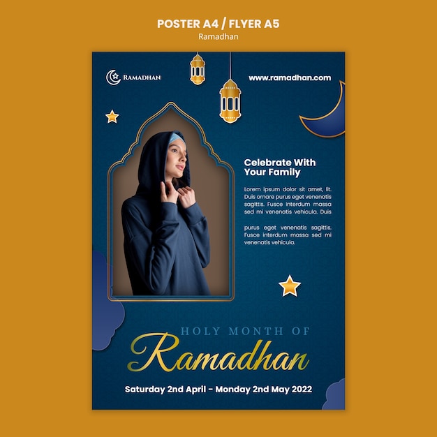 Kostenlose PSD ramadan-vorlage im flachen design