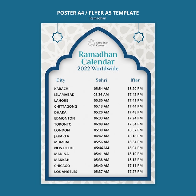 Kostenlose PSD ramadan-vorlage im flachen design