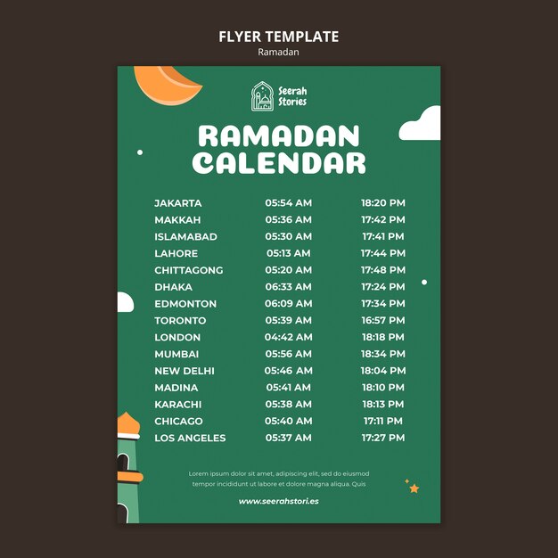 Kostenlose PSD ramadan-vorlage im flachen design