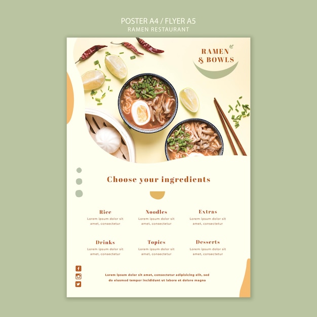 Kostenlose PSD ramen restaurant poster vorlage