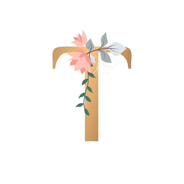 Kostenlose PSD realistische blumen-alphabet-illustration isoliert