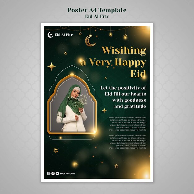 Realistische Designvorlage für Eid al-Fitr-Plakate