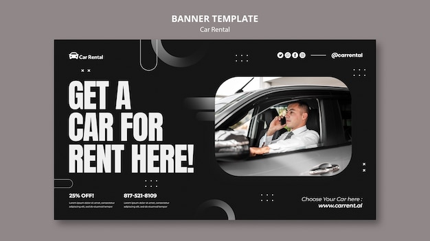 Realistische Designvorlage für Mietwagen-Banner