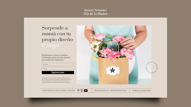 Kostenlose PSD realistische dia de la madre-bannervorlage