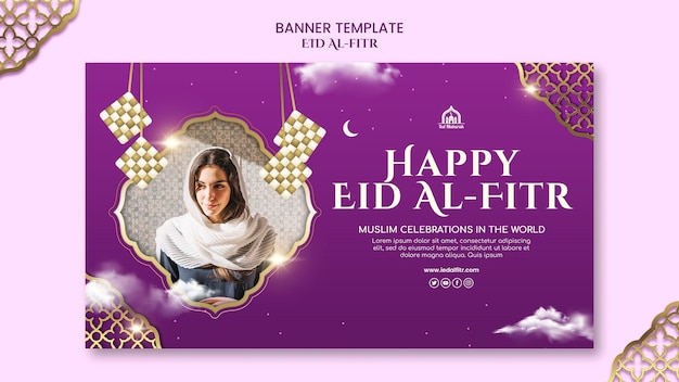 Kostenlose PSD realistische eid al-fitr-designvorlage