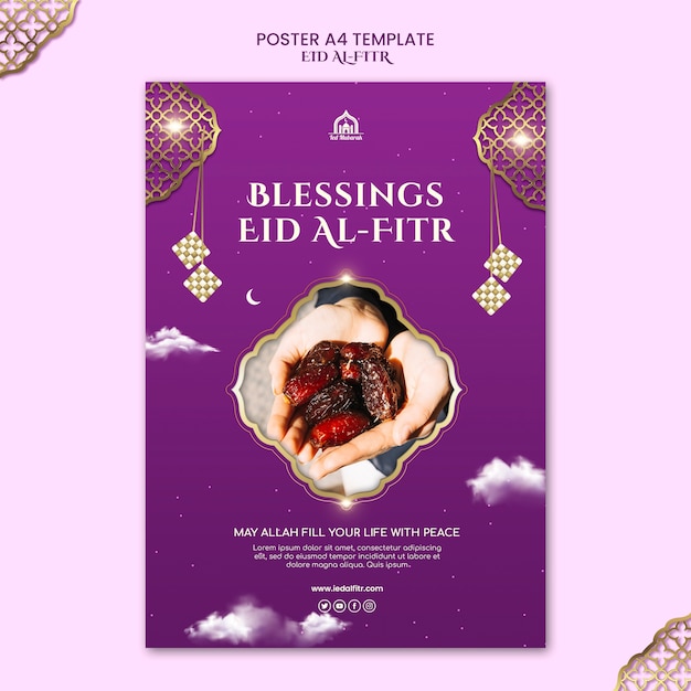 Kostenlose PSD realistische eid al-fitr-designvorlage