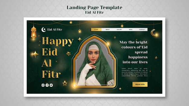 Realistische eid al-fitr Landing Page Designvorlage