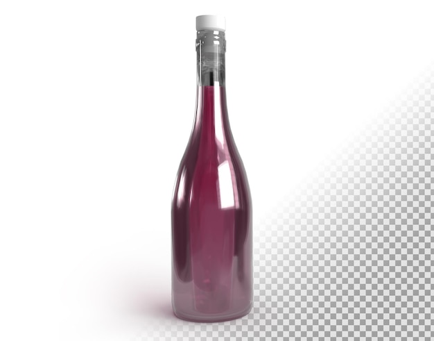 Realistische flasche roséwein auf transparentem hintergrund