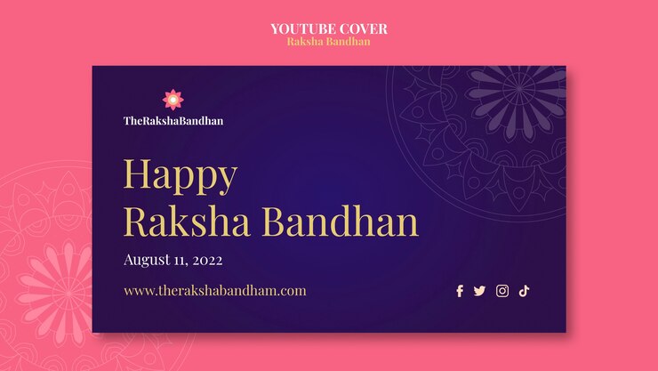 Kostenlose PSD realistische raksha-youtube-thumbnail-designvorlage