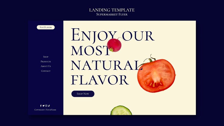 Kostenlose PSD realistische supermarkt-landingpage