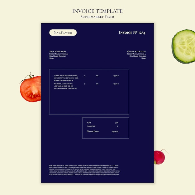 Realistische Supermarkt-Rechnungsvorlage
