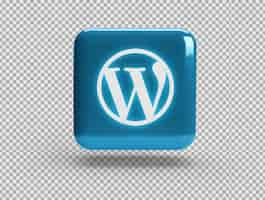 Kostenlose PSD realistisches 3d-quadrat mit wordpress-logo