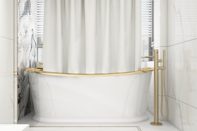 realistisches elegantes Badezimmer mit Badewanne