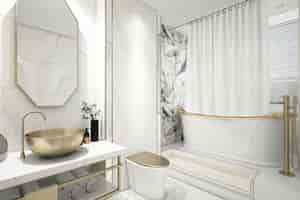 Kostenlose PSD realistisches elegantes badezimmer mit badewanne