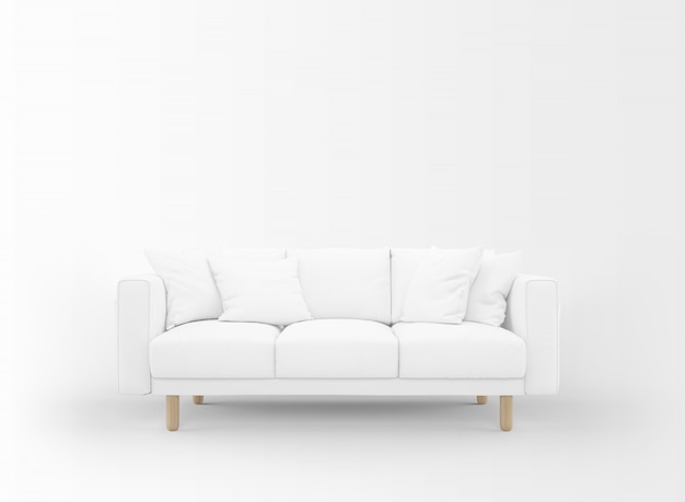 Realistisches leeres sofa mit kleinen tischen, die auf weiß isoliert werden