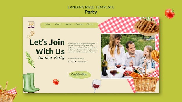 Kostenlose PSD realistisches party-landing-page-template-design