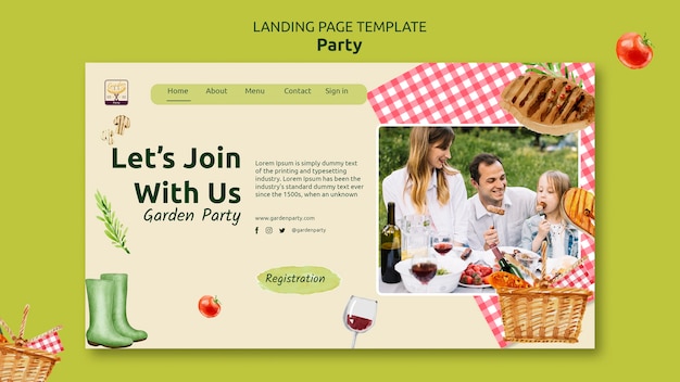 Realistisches Party-Landing-Page-Template-Design