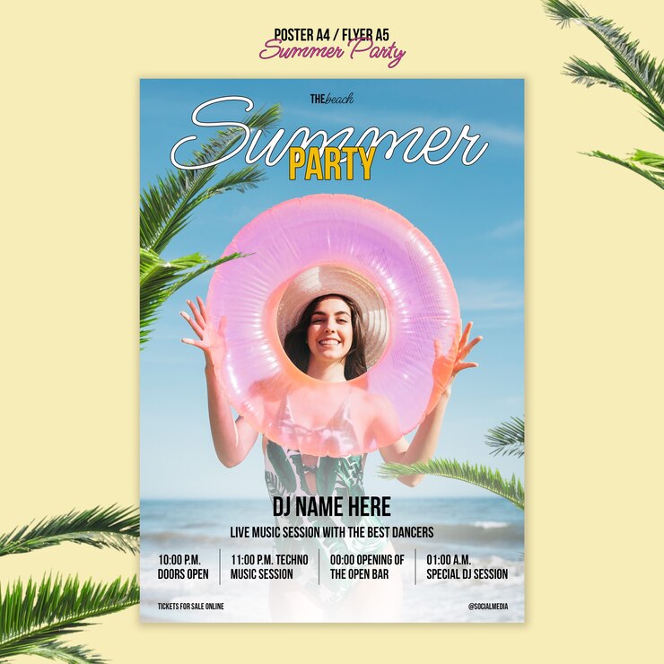 Kostenlose PSD realistisches sommerfest-template-design