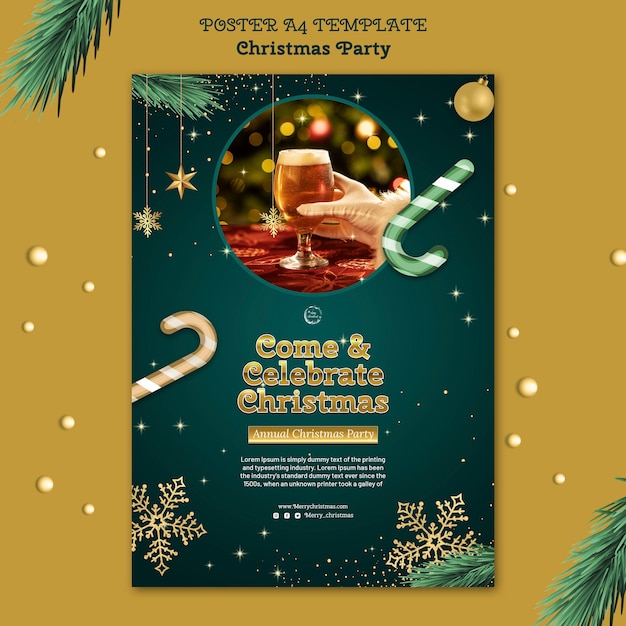 Kostenlose PSD realistisches weihnachtsfeierplakat