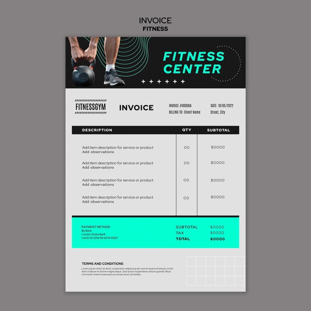 Rechnungsvorlage für Fitnesskurse
