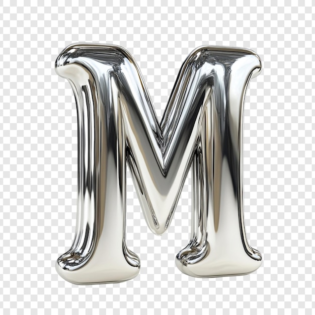 Reflektierender Chrombuchstabe M Ein 3D-Rendered-Alphabet