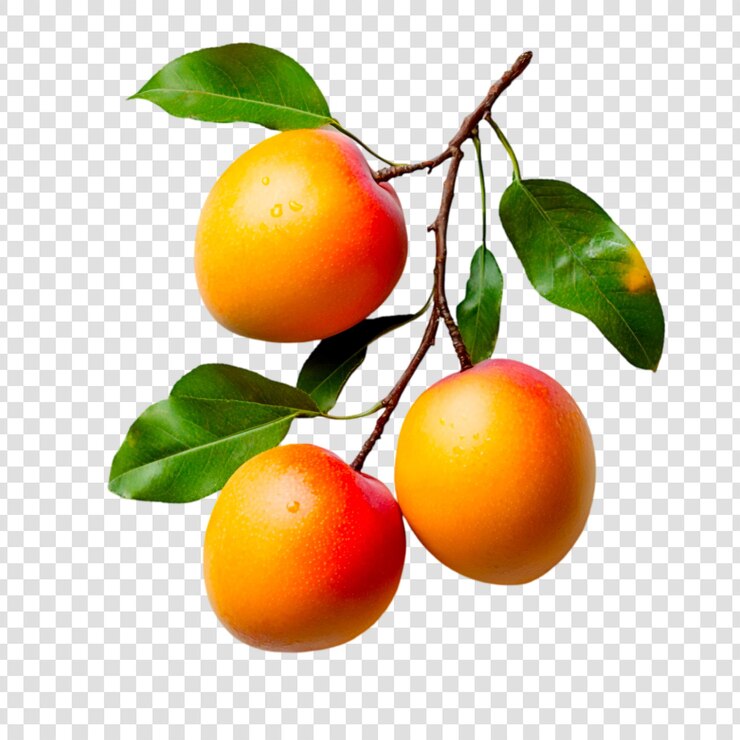Kostenlose PSD reife mangos auf zweigen frische früchte saftig tropisch köstlich