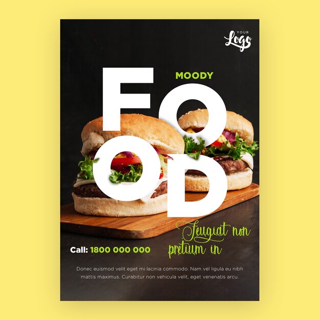 Restaurant Flyer Vorlage mit Burgern
