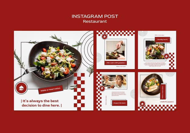 Restaurant-instagram-posts-sammlung mit essen