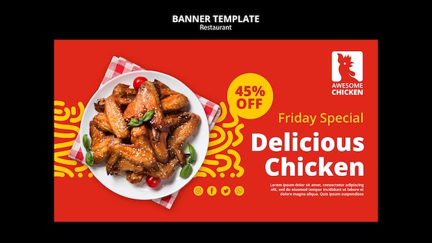 Restaurant Konzept Banner Vorlage