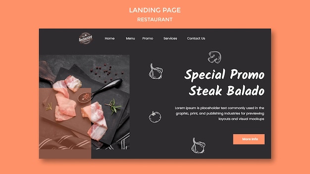 Kostenlose PSD restaurant landing page promotion