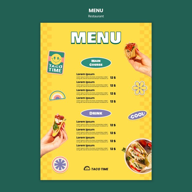 Restaurant-Menüvorlage für leckeres Essen