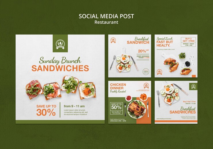 Kostenlose PSD restaurant social media post vorlage