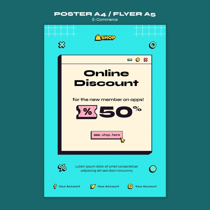 Kostenlose PSD retro-e-commerce-poster-vorlage