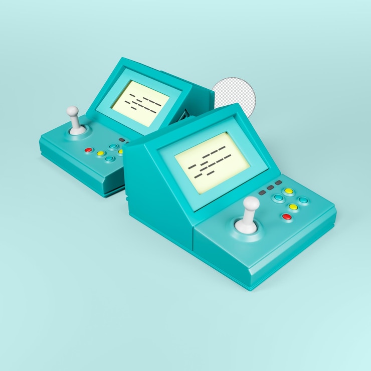 Kostenlose PSD retro-gaming-konsole symbol isoliert 3d rendern illustration