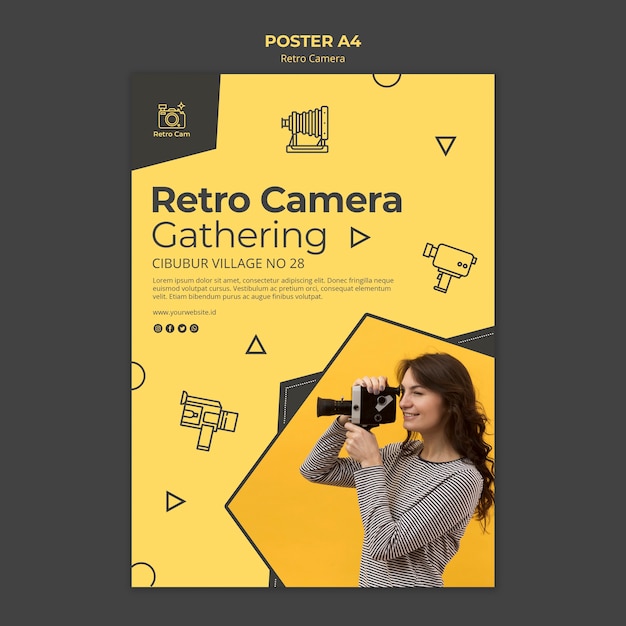 Kostenlose PSD retro kamera poster