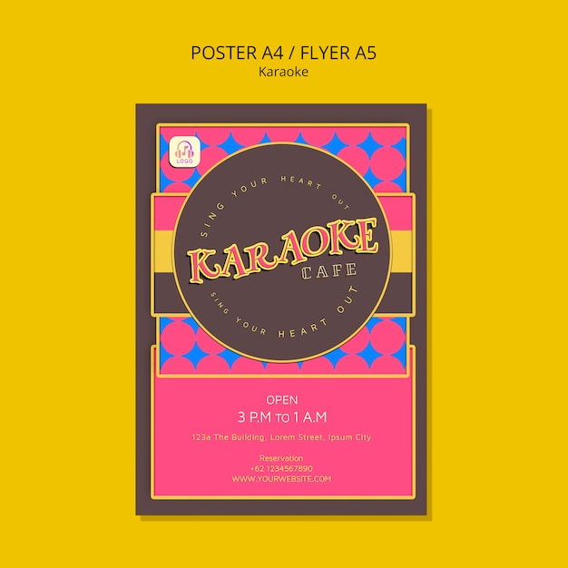 Kostenlose PSD retro-karaoke-party-poster-vorlage