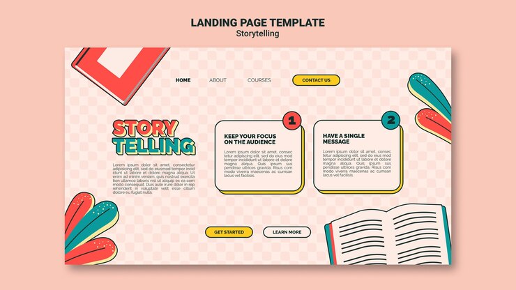 Kostenlose PSD retro storytelling landing page