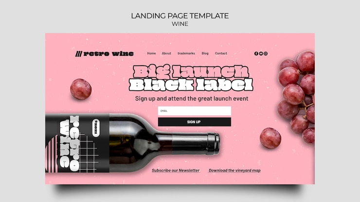 Kostenlose PSD retro-wein-webvorlage