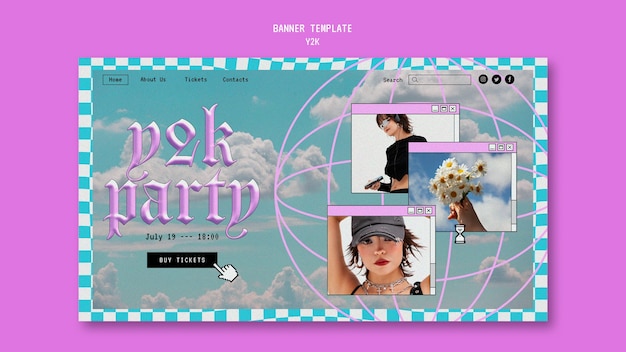 Kostenlose PSD retro-y2k-mode-landingpage-vorlage