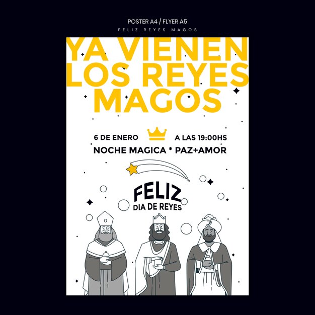 Reyes Magos Flyer Vorlage