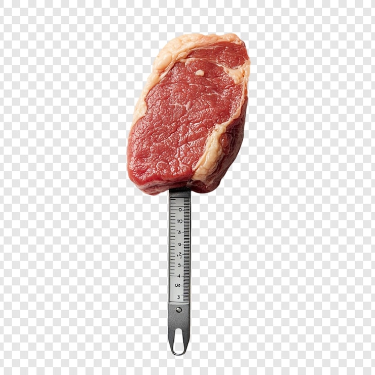Kostenlose PSD rohes steak mit fleischthermometer