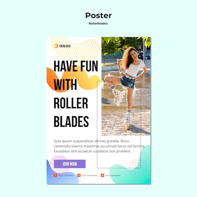 Rollerblades konzept poster vorlage